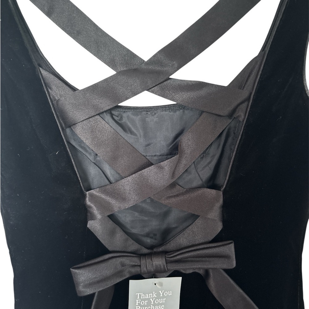 AJ A.J BARI black velvet sleeveless Dress Gown size 10, side slit - Picture 3 of 7